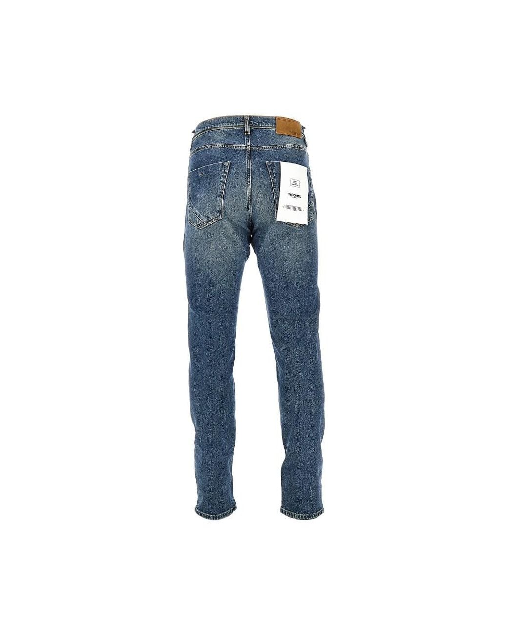 Incotex Blue Stretch Denim Tapered Fit Jeans for men