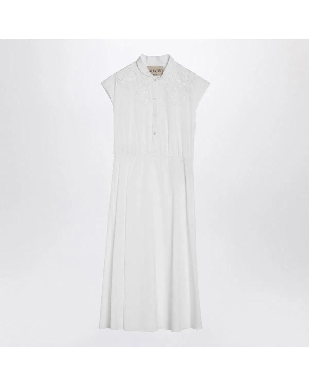 Valentino White Embroidered Midi Dress