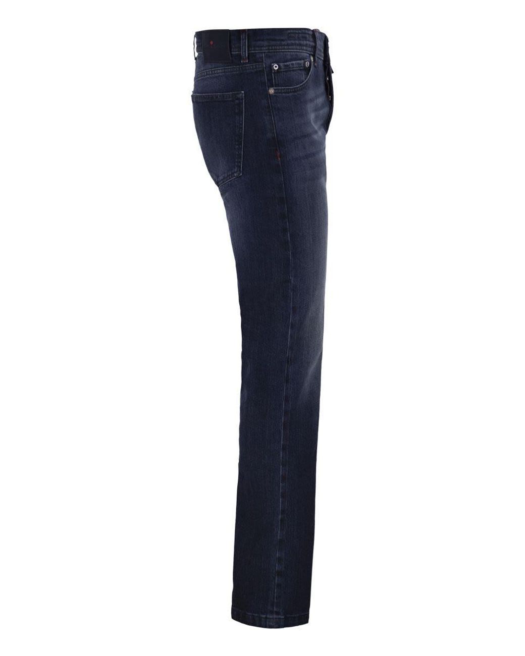 Kiton Blue Five-Pocket Stretch Denim Jeans for men