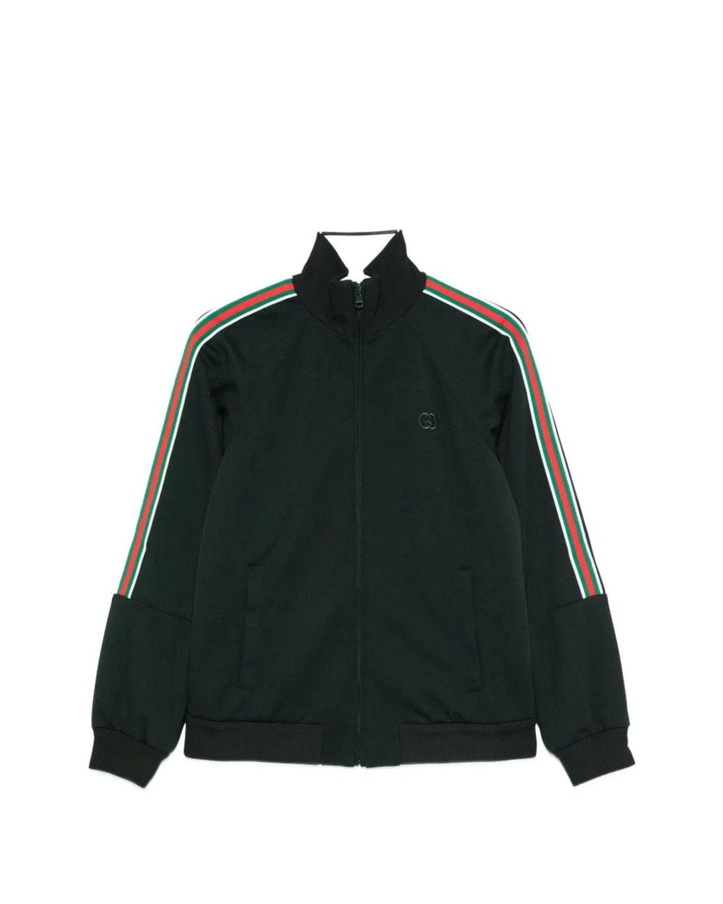 Gucci Black Logo Stripe Zip Ribbed