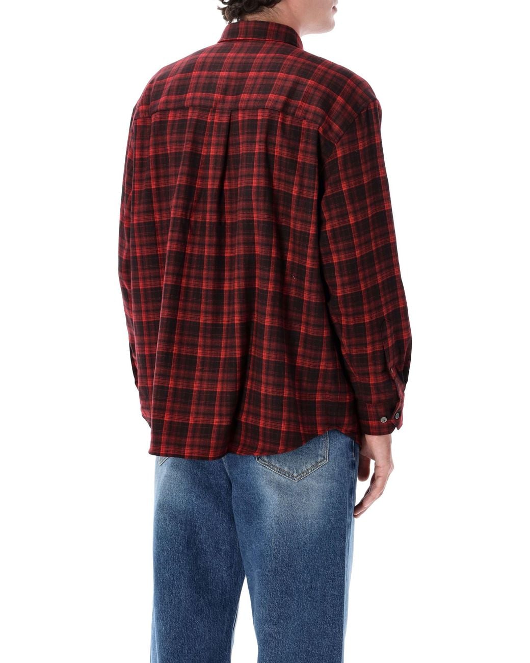 DUNST Red Dark Checked Flannel Shirt for men