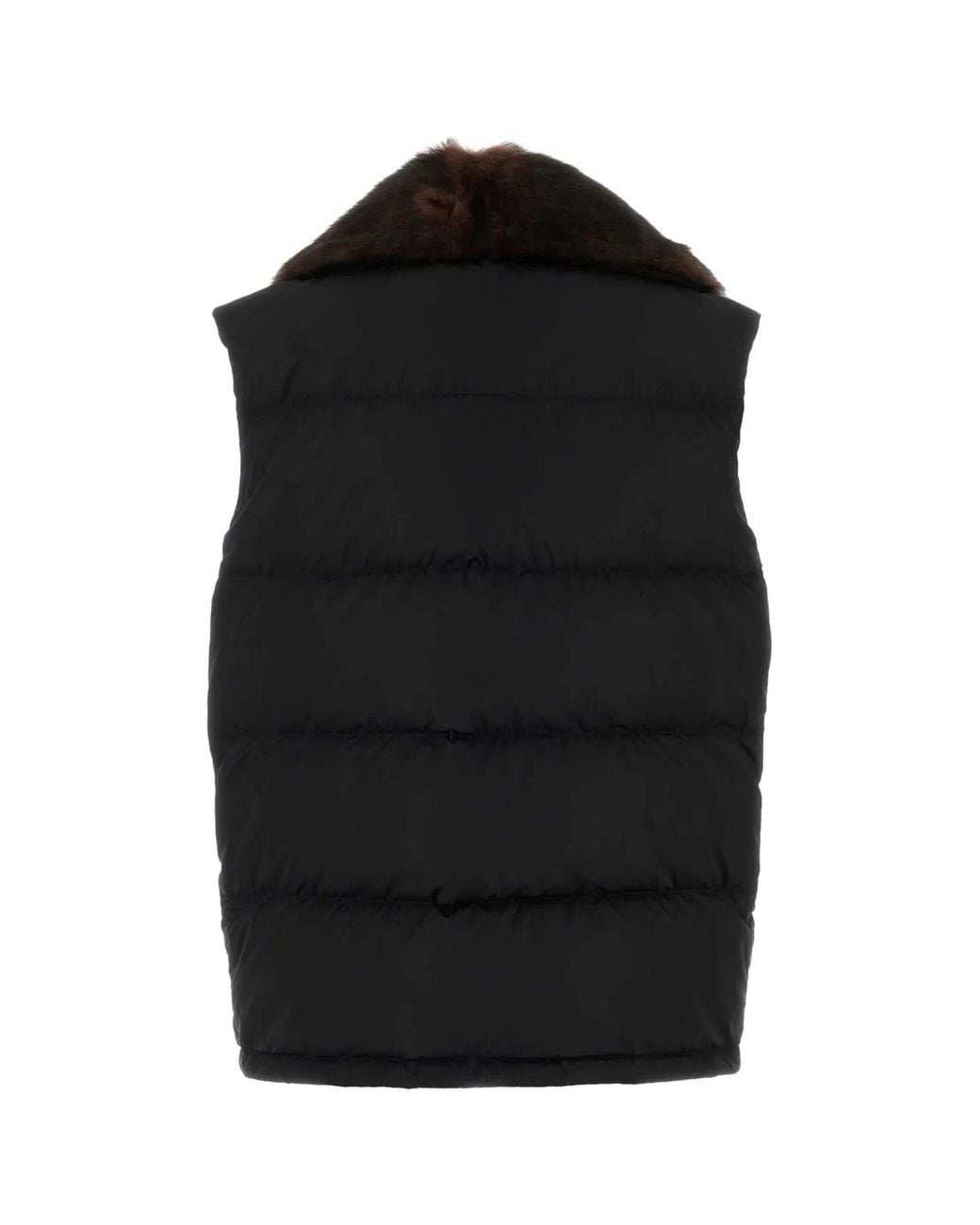 Prada Black Solid Fur Collar Jacket