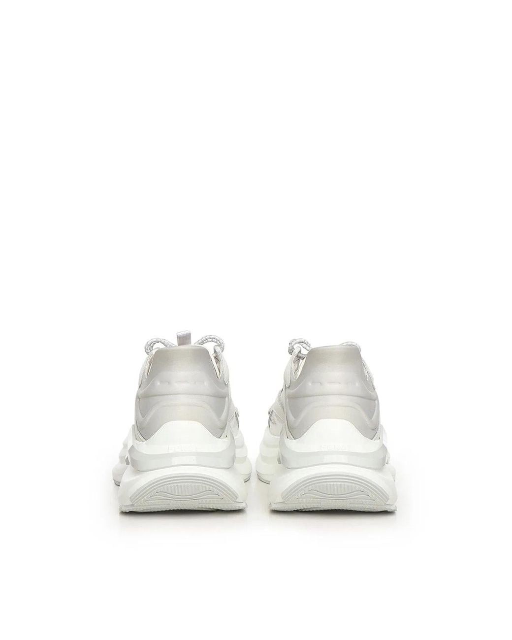 Fendi White F-Light Mesh And Leather Sneaker