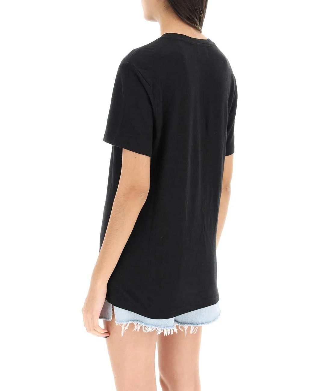 Isabel Marant Black Isabel Marant Etoile Zewel Logo Shortsleeve Linen Tshirt