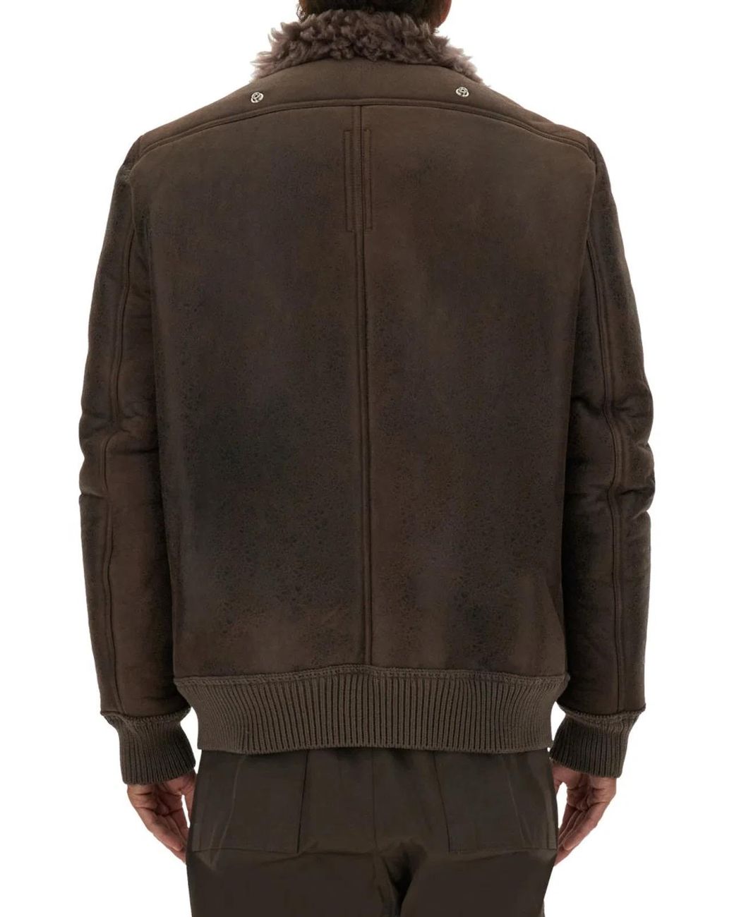 Rick Owens Brown Leather Bomber Jacket for men