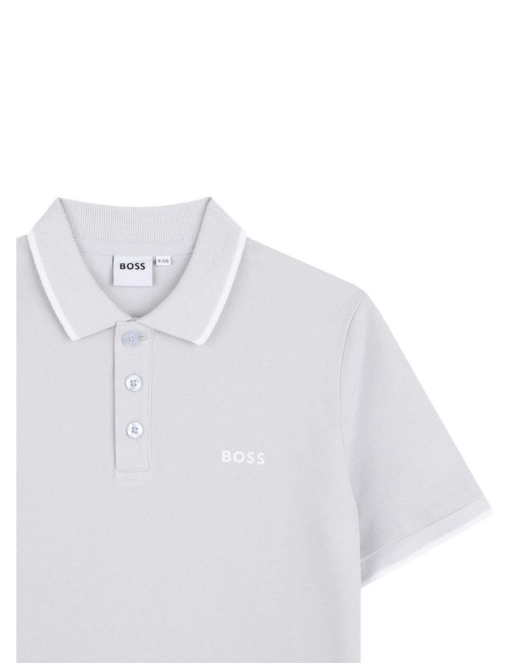 Boss White Polo A Maniche Corte