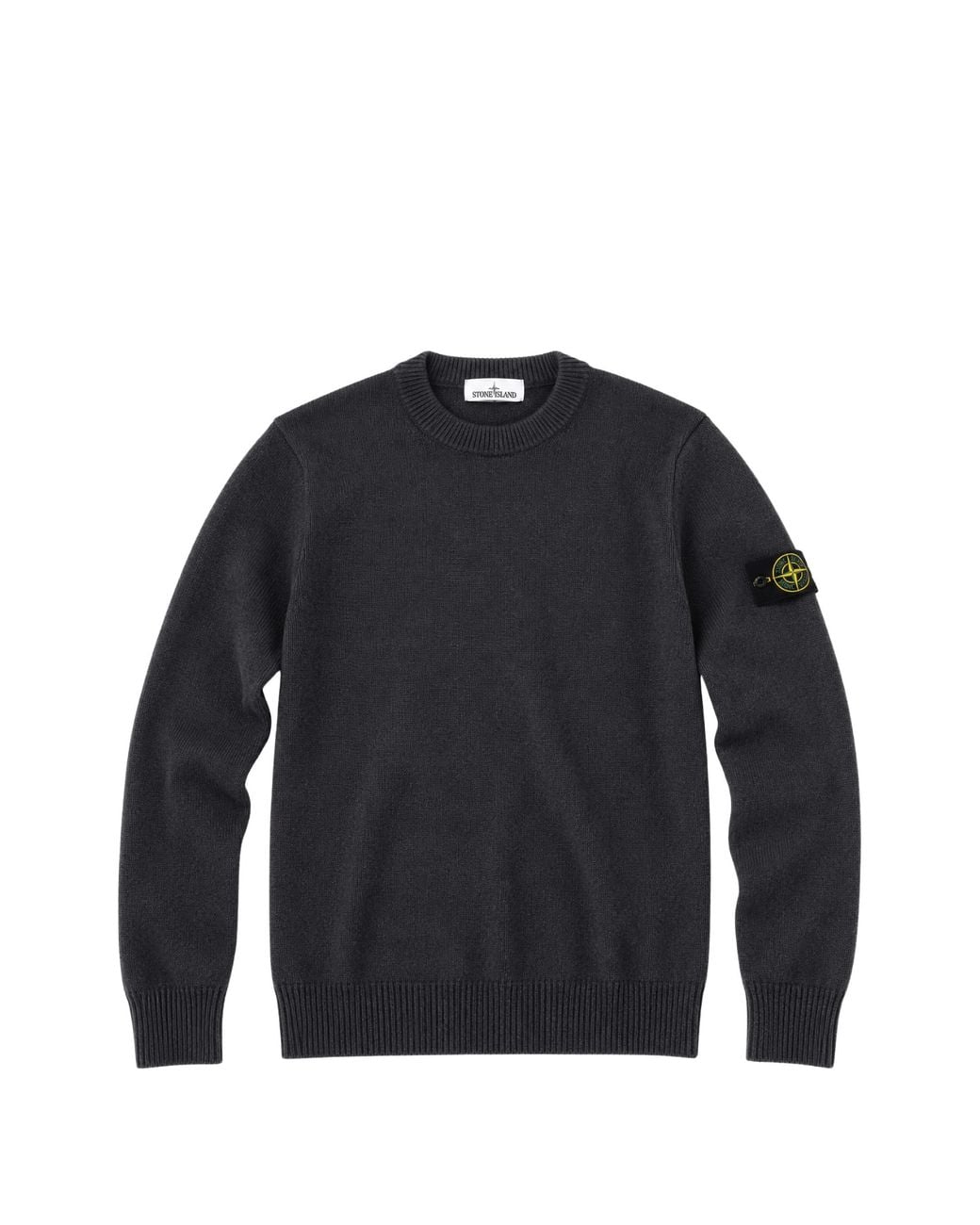 Stone Island Blue Soft Wool-Blend Classic Crewneck Sweater for men