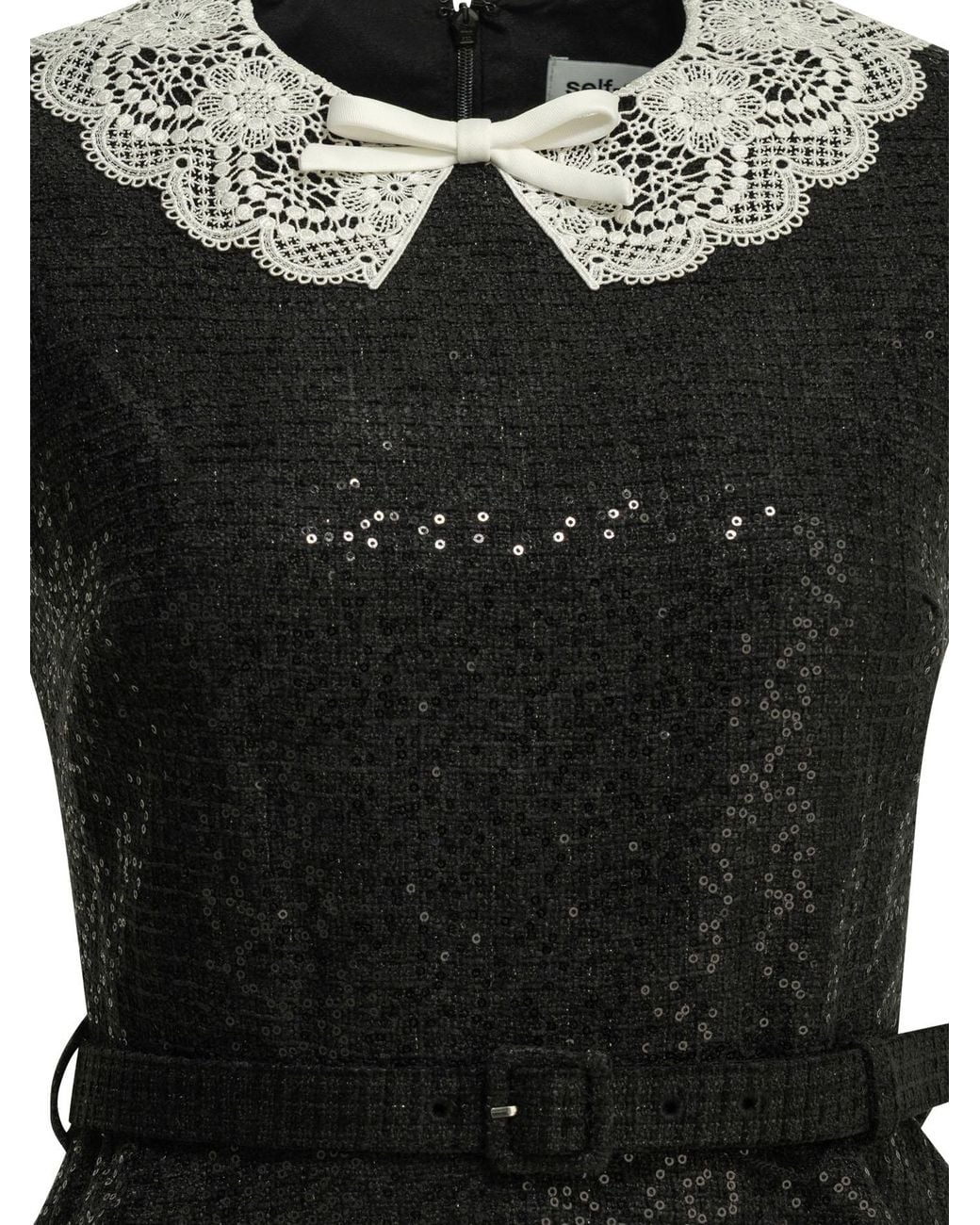 Self-Portrait Black Sequin Bouclé Dress