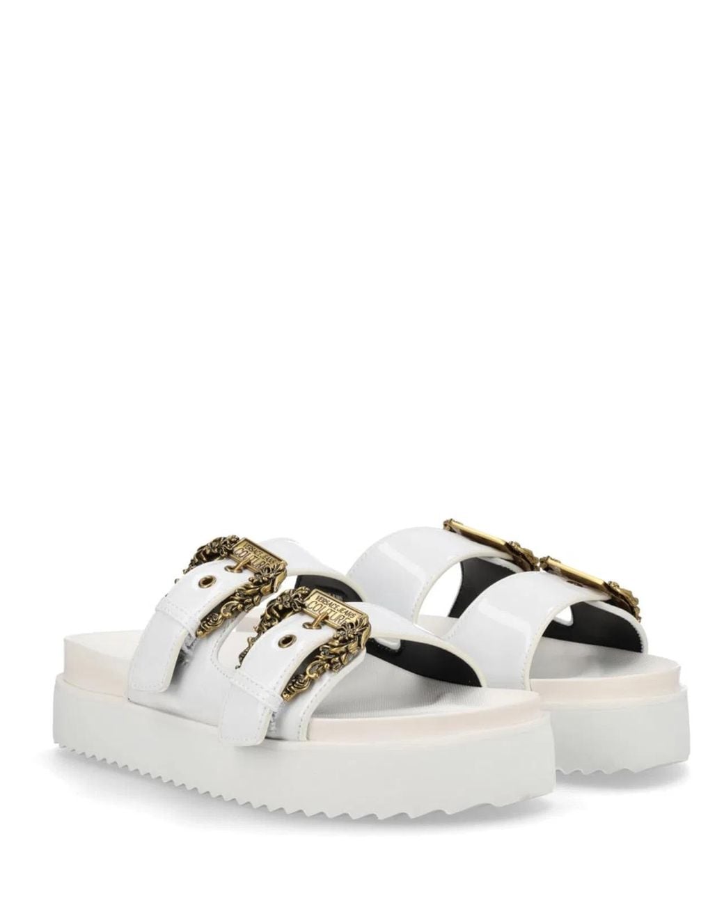 Versace Jeans Couture White Polyurethane Flats