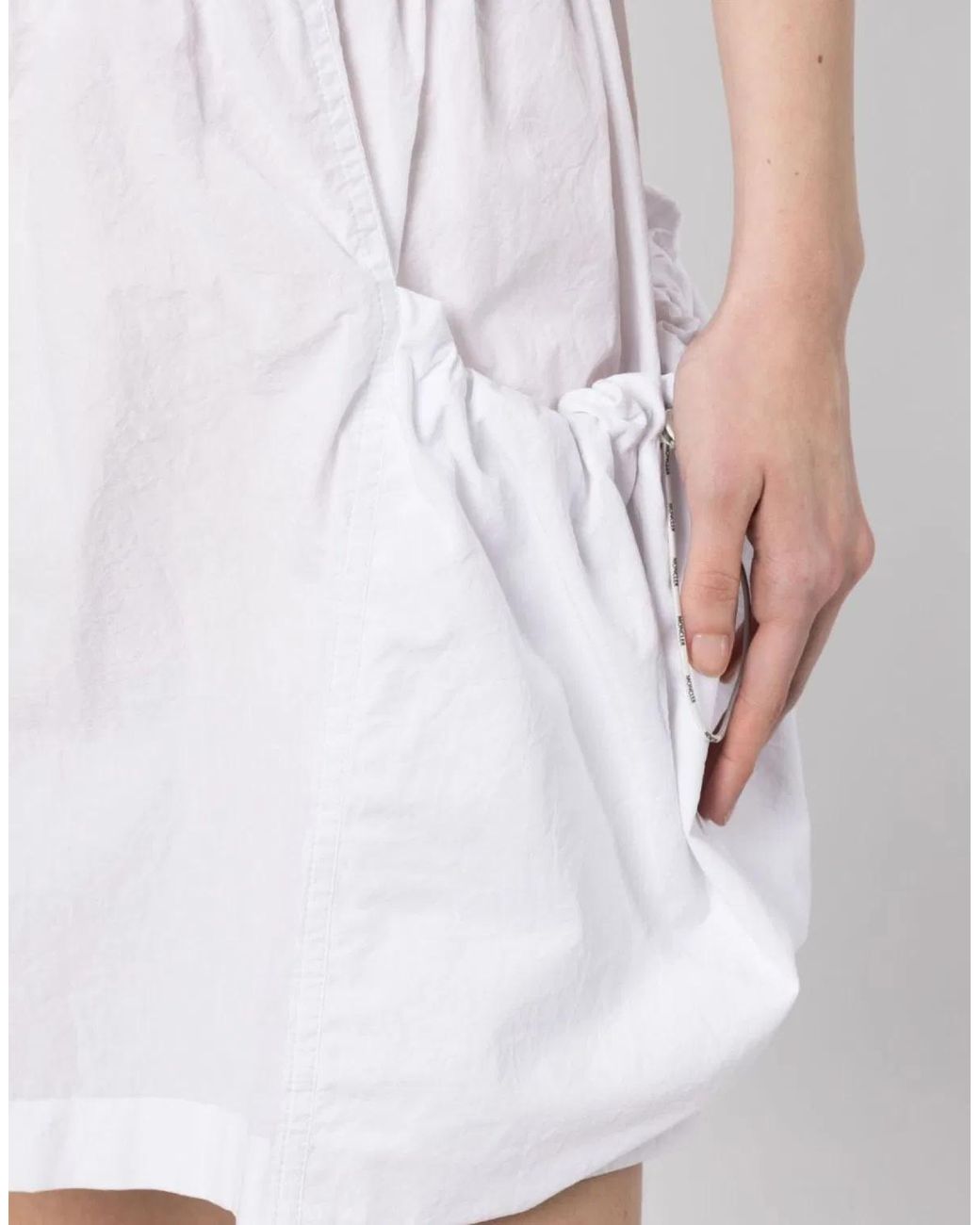 Moncler White Drawstring Sleeveless Mini Dress