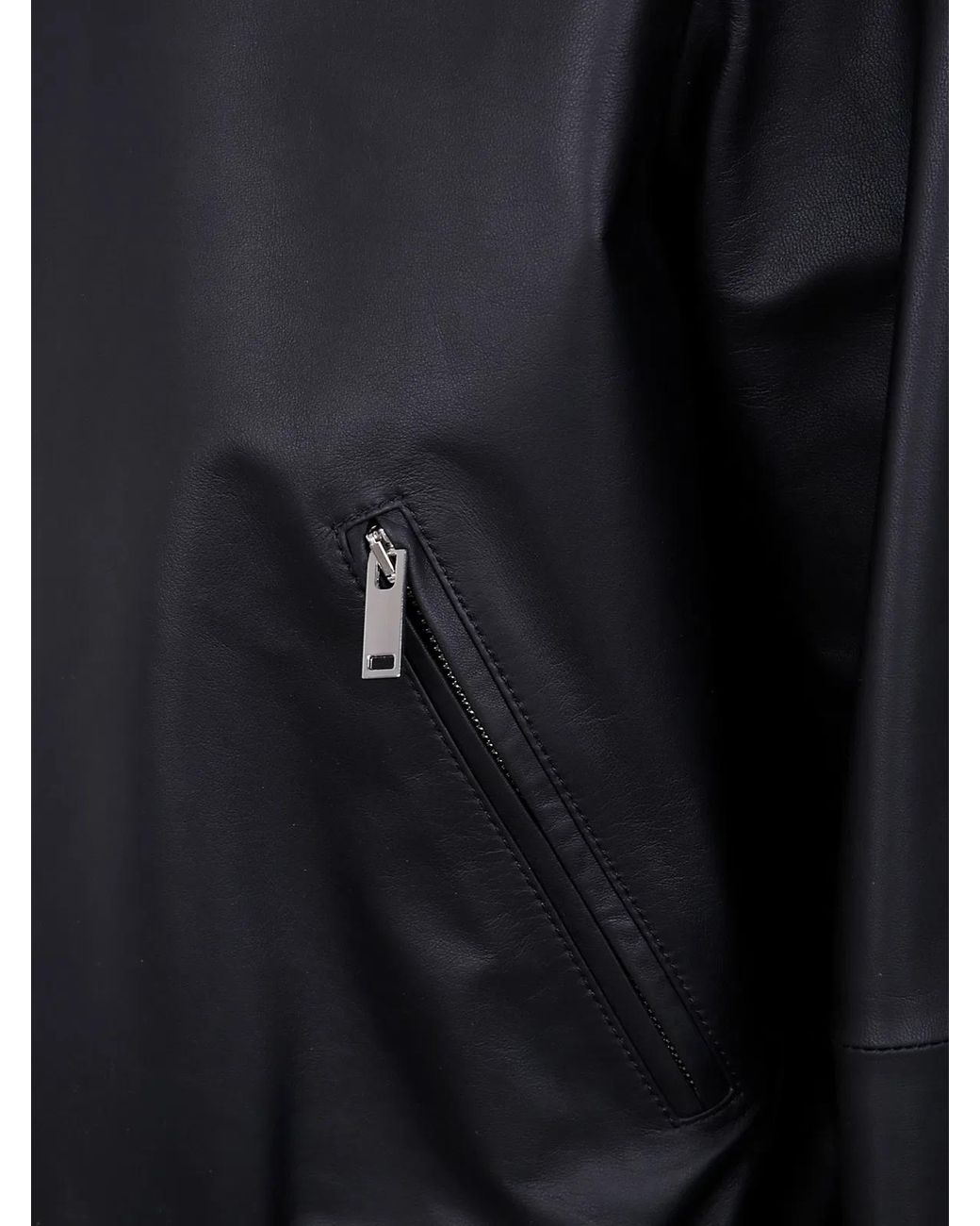 Desa Black Leather Reversible Bomber Jacket for men