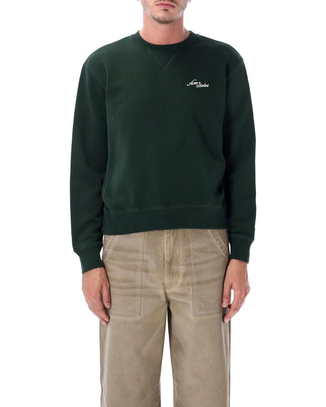 Acne Green Logo Sweatshirt for men