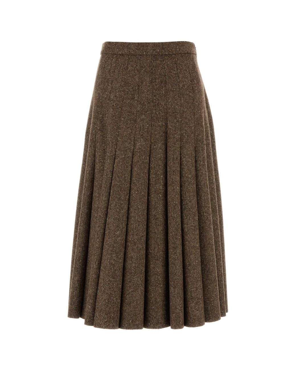 Brunello Cucinelli Brown Melange Wool Blend Skirt