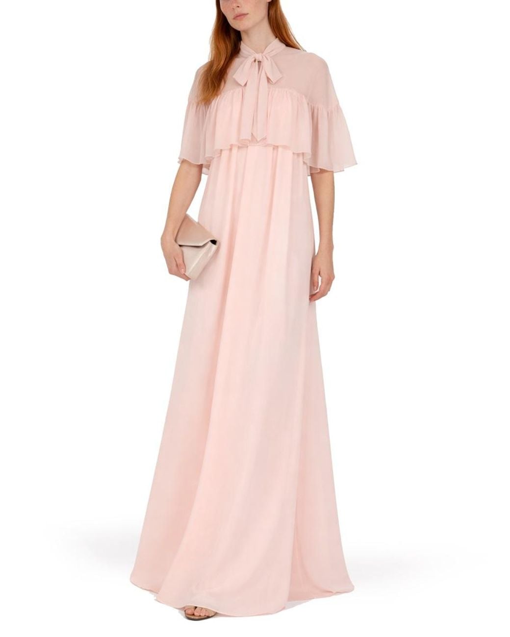 Max Mara Pink Silk Cape With Bow