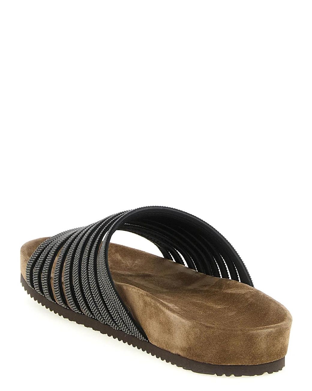Brunello Cucinelli Black Lamb Leather Slides Shoe