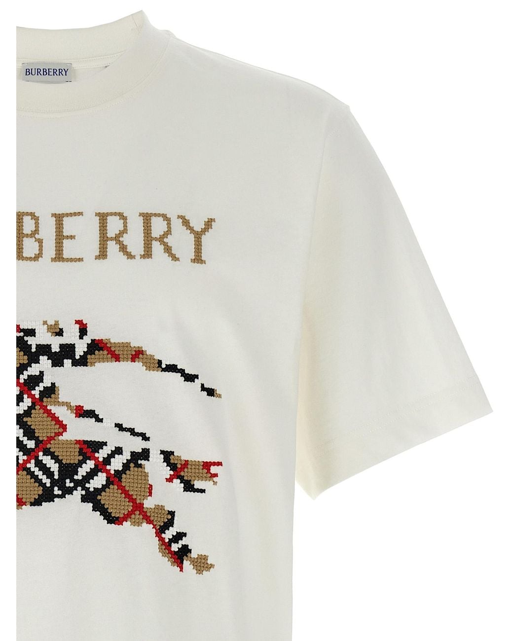 Burberry White Cross Stitch T-Shirt for men