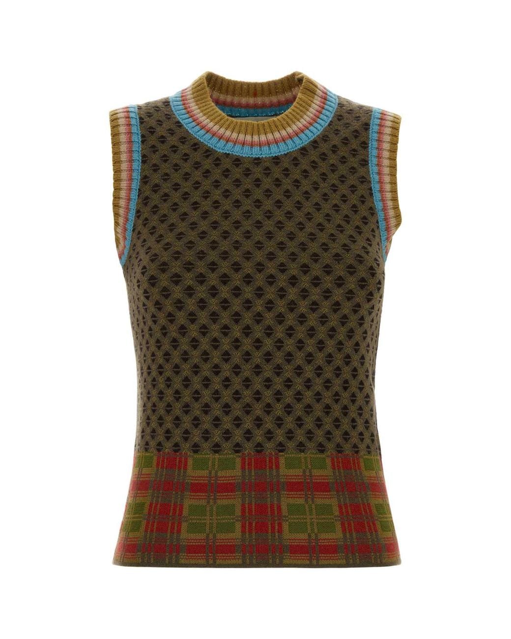 Dries Van Noten Green Embroidered Wool-Blend Vest For