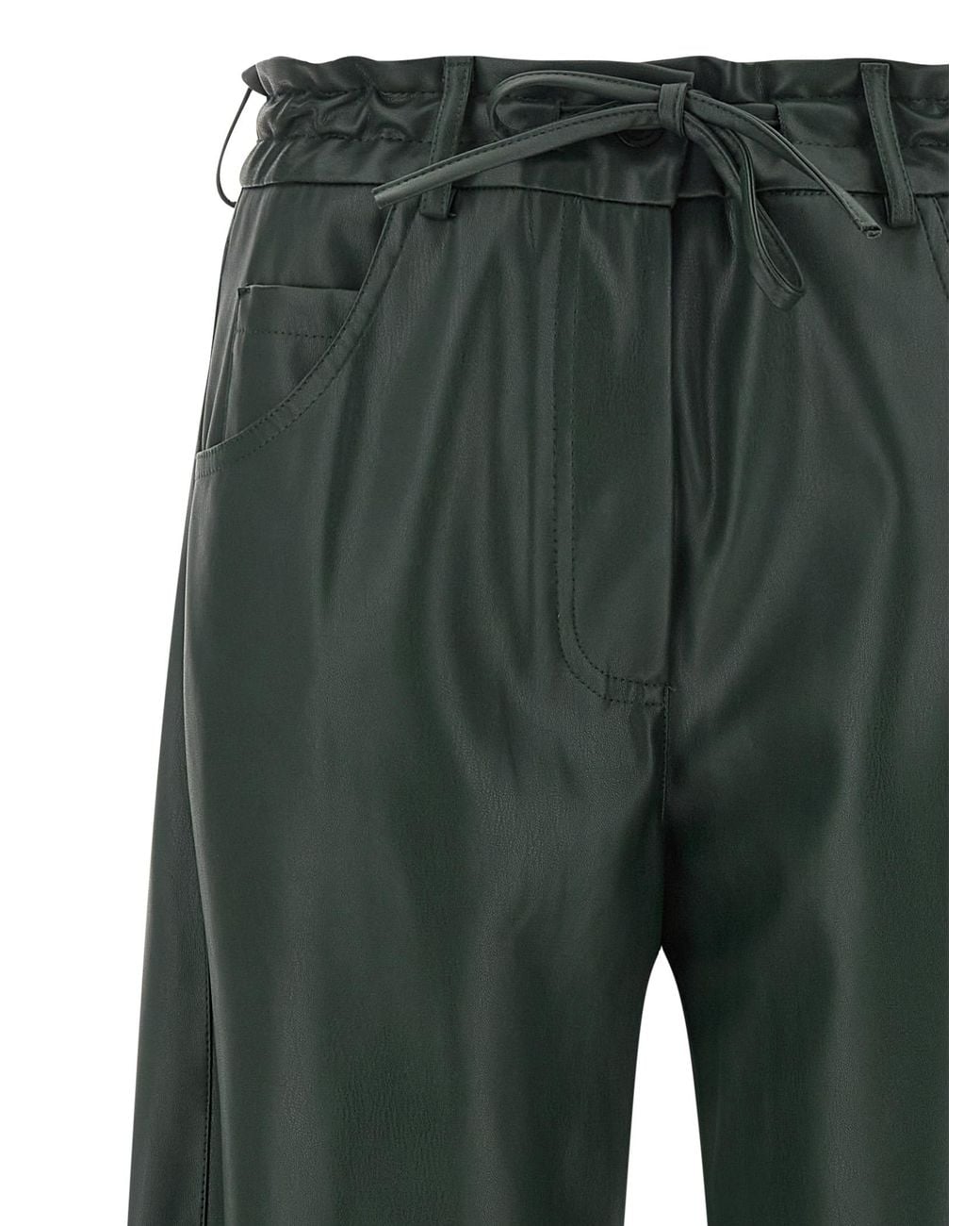 Nude Green Faux Leather Trousers