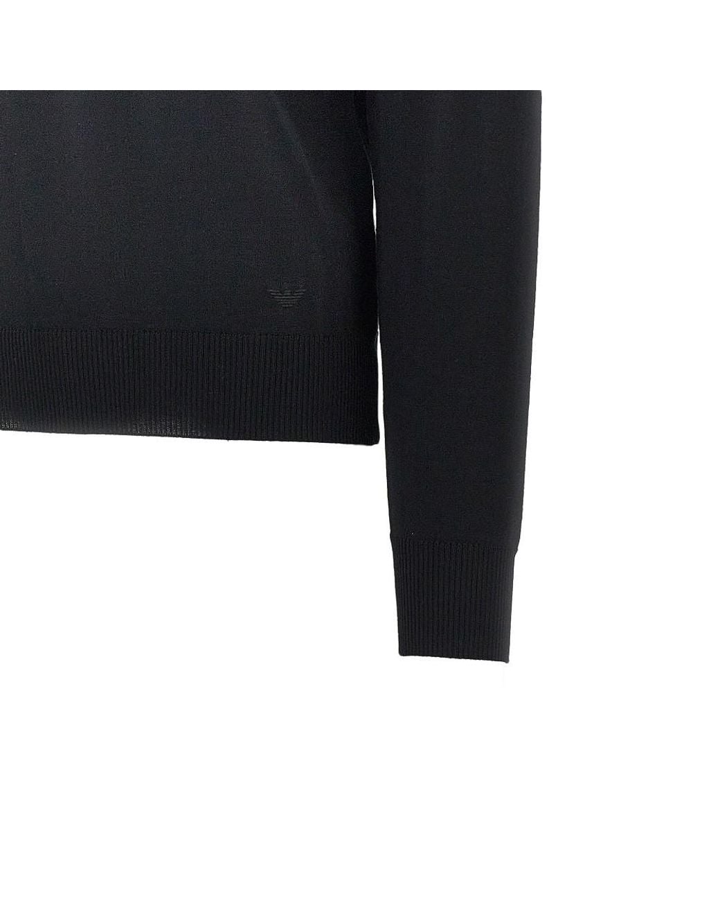 Emporio Armani Blue Virgin Wool Sweater With Eagle Embroidery for men