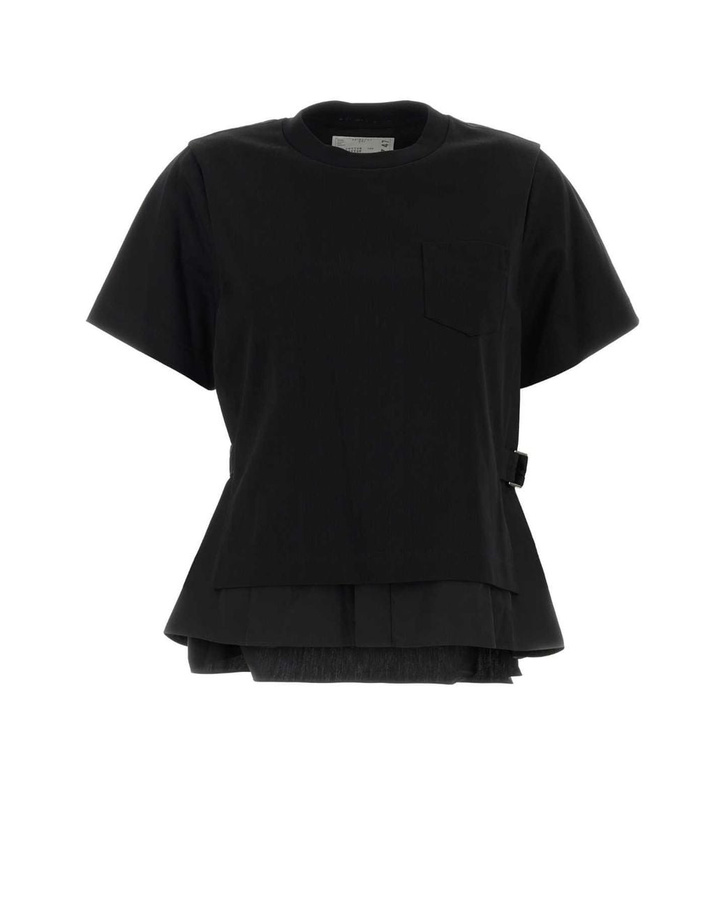 Sacai Black Poplin X Cotton Jersey T-Shirt