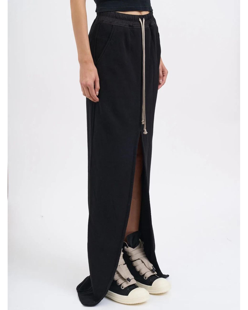 Rick Owens Black Phleg Pillar Skirt Fleece Skirt