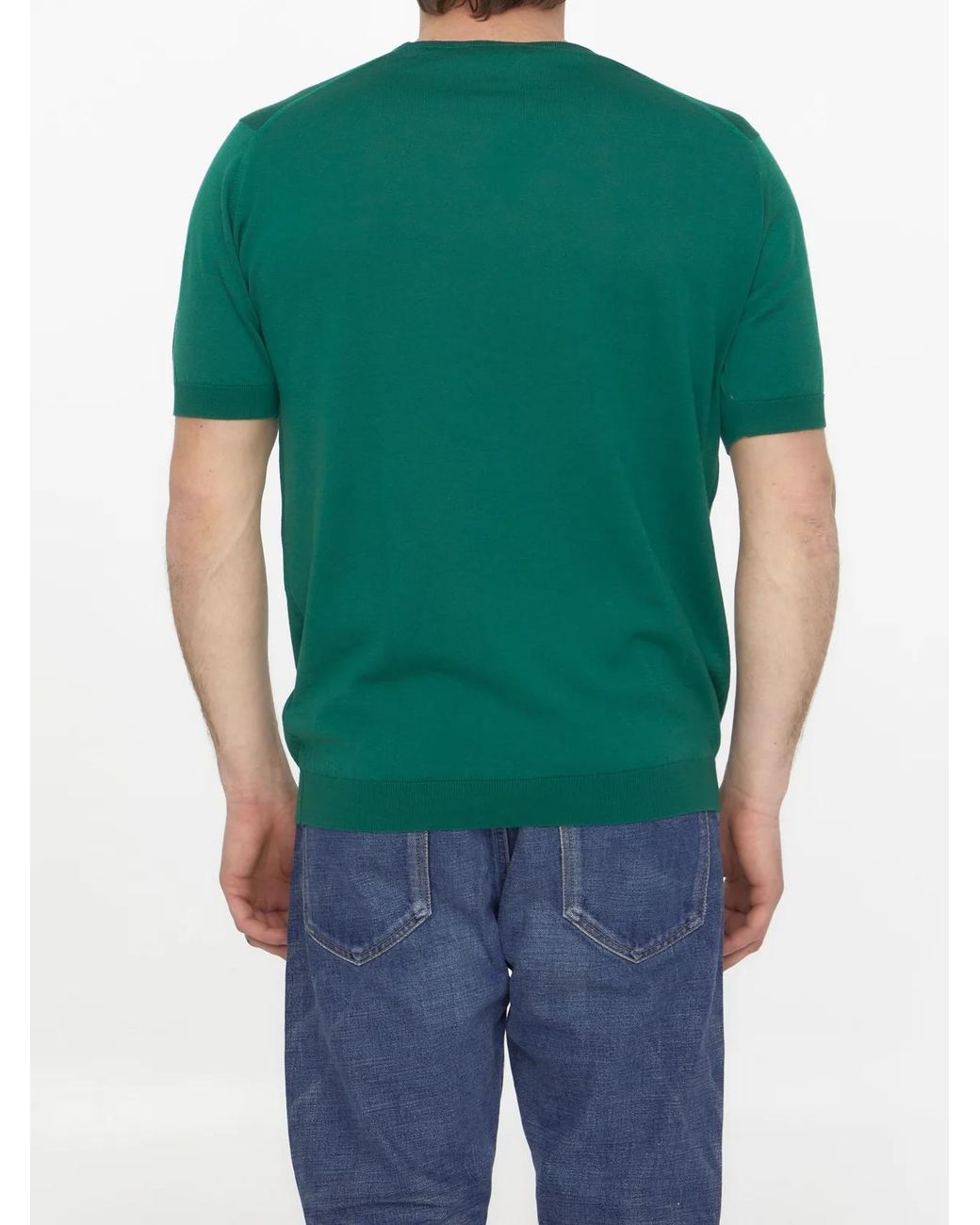 John Smedley Green Emerald Cotton Jumper for men