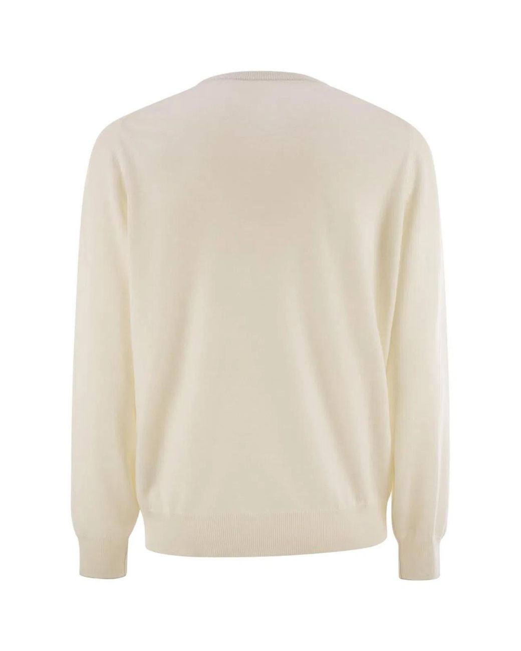 Brunello Cucinelli White Pure Cashmere Crew-Neck Sweater for men