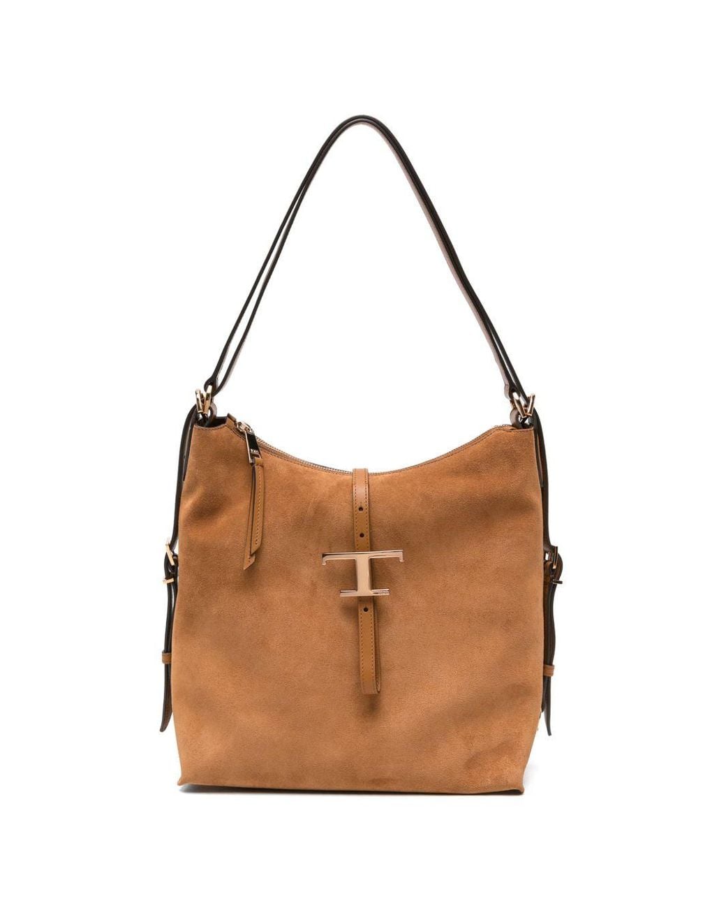 Tod's Brown T Timeless Suede Tote Bag