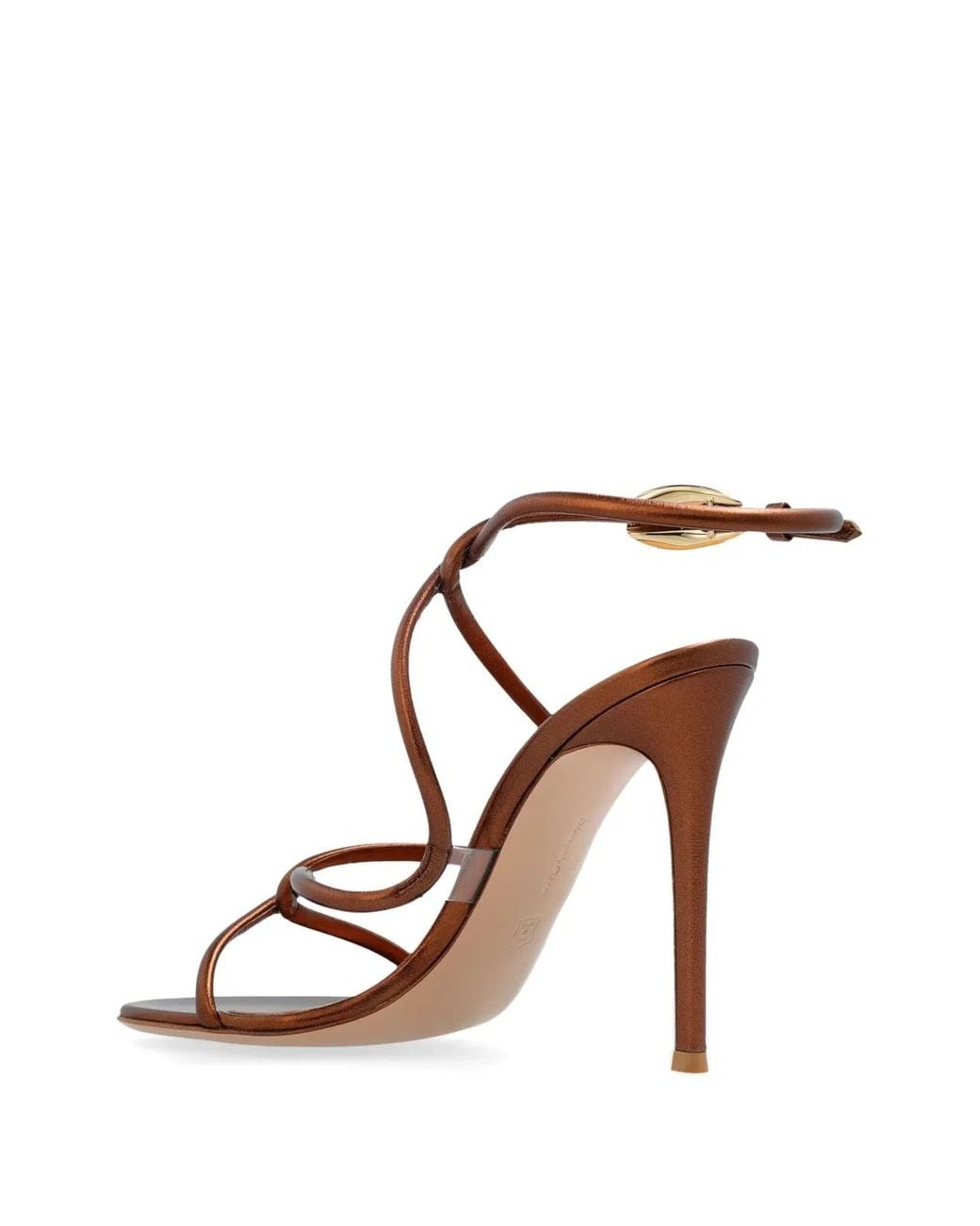 Gianvito Rossi Brown Metallic Effect Round Toe Sandals With 105 Mm Heel