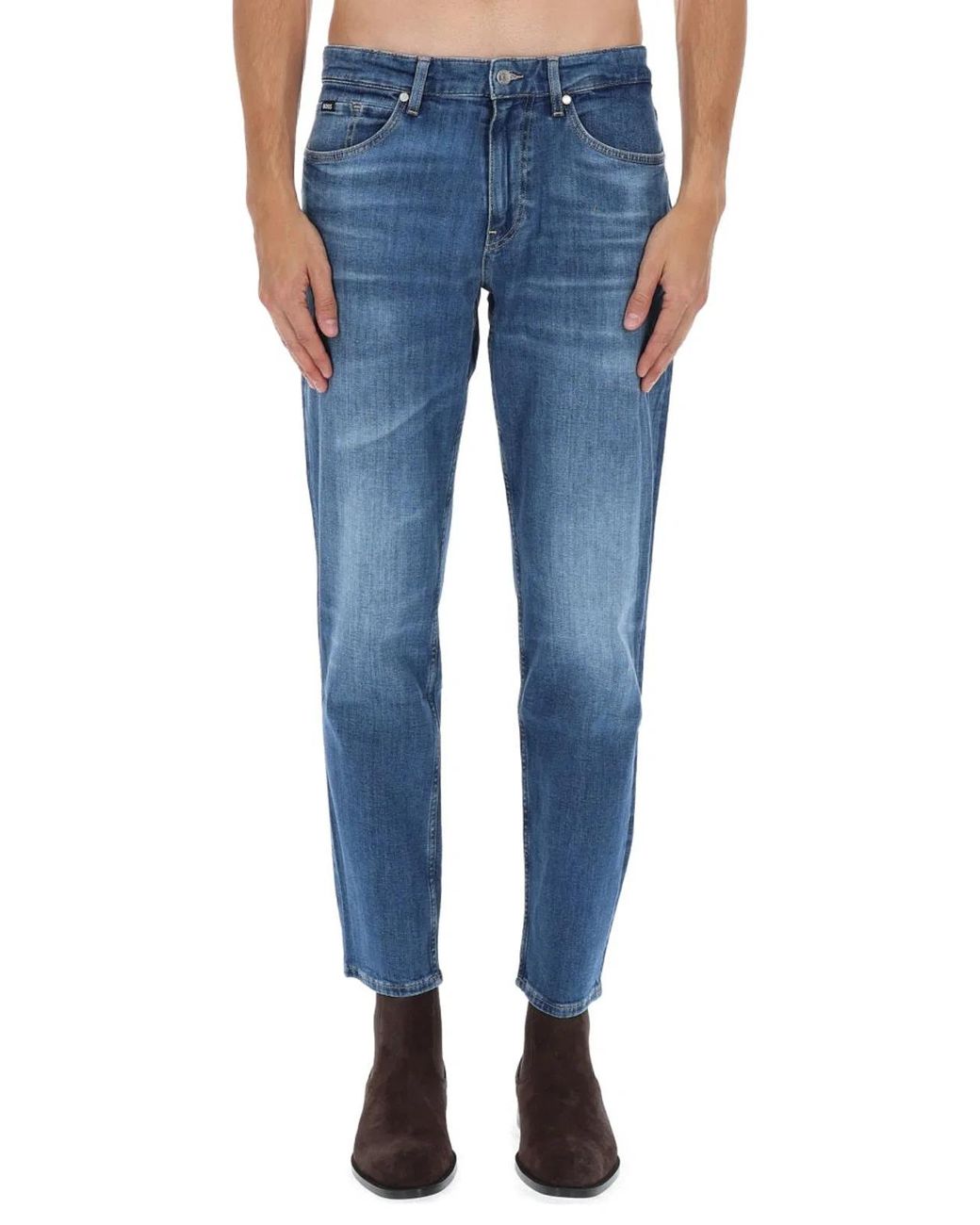 Boss Blue Cotton-Blend Jeans for men