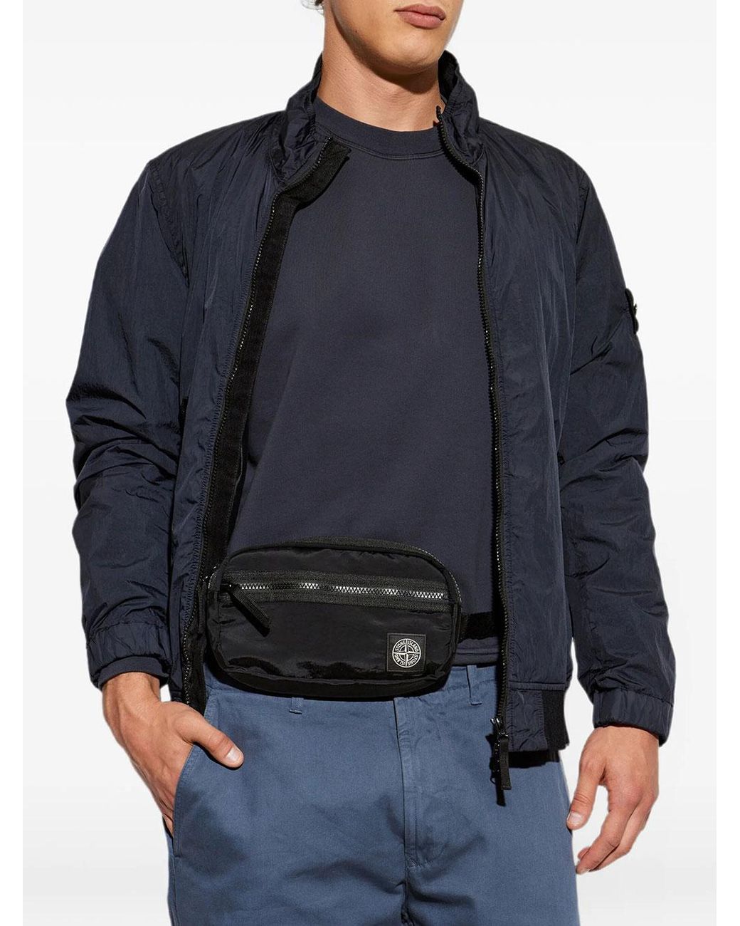 Stone Island Black Belt Bag for men