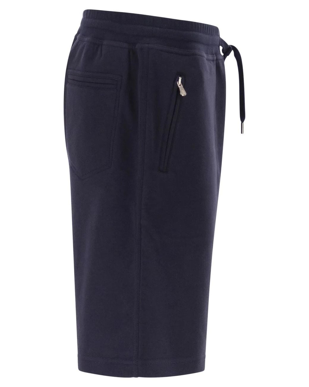 Brunello Cucinelli Blue Techno Cotton Fleece Bermuda Shorts for men