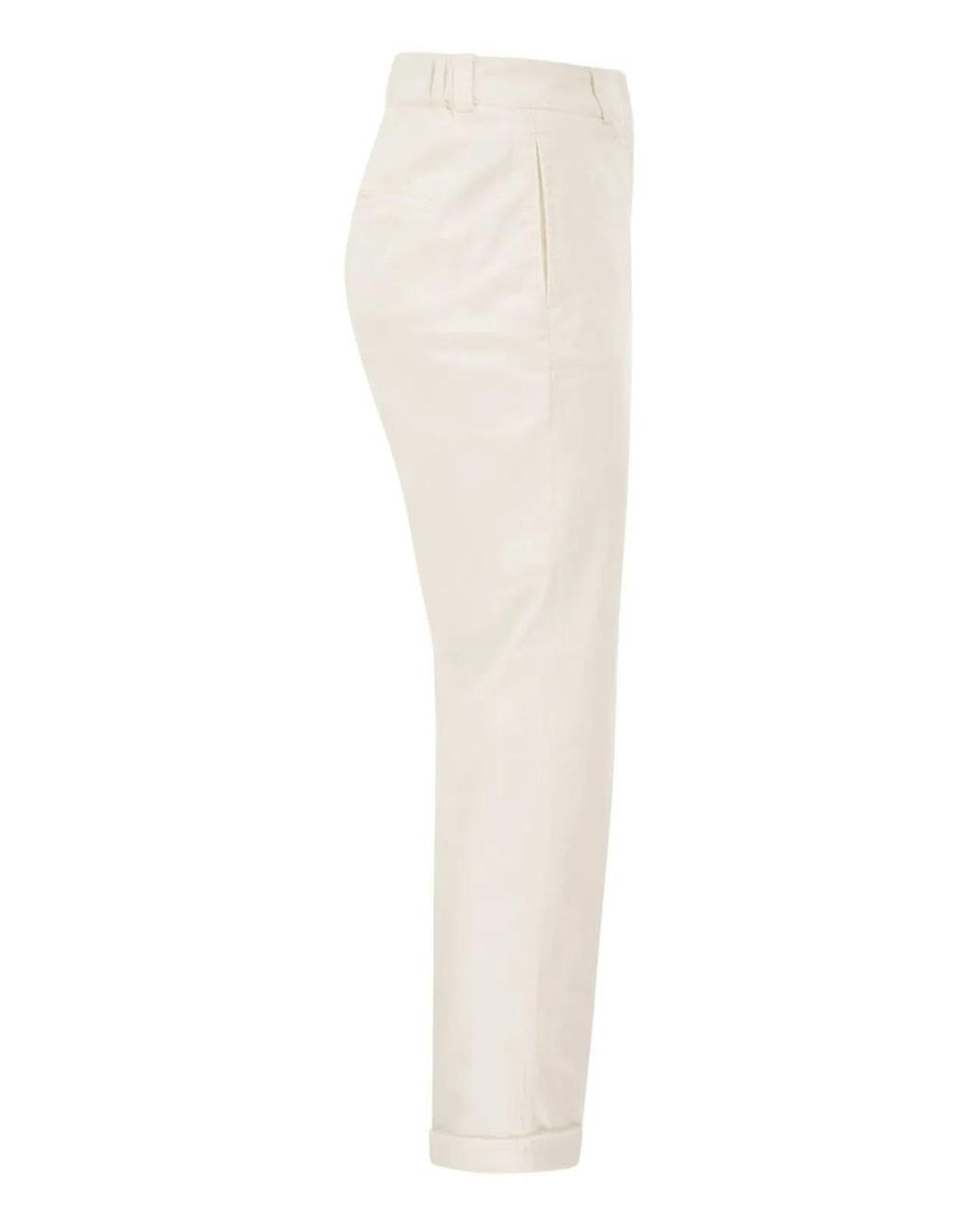 Peserico White Stretch Cotton Tapered Trousers With Elasticated Waistband