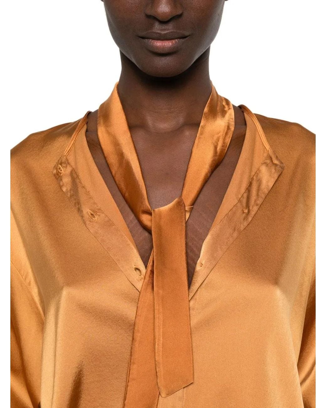 Forte_forte Orange Silk Bow-Tie Shirt