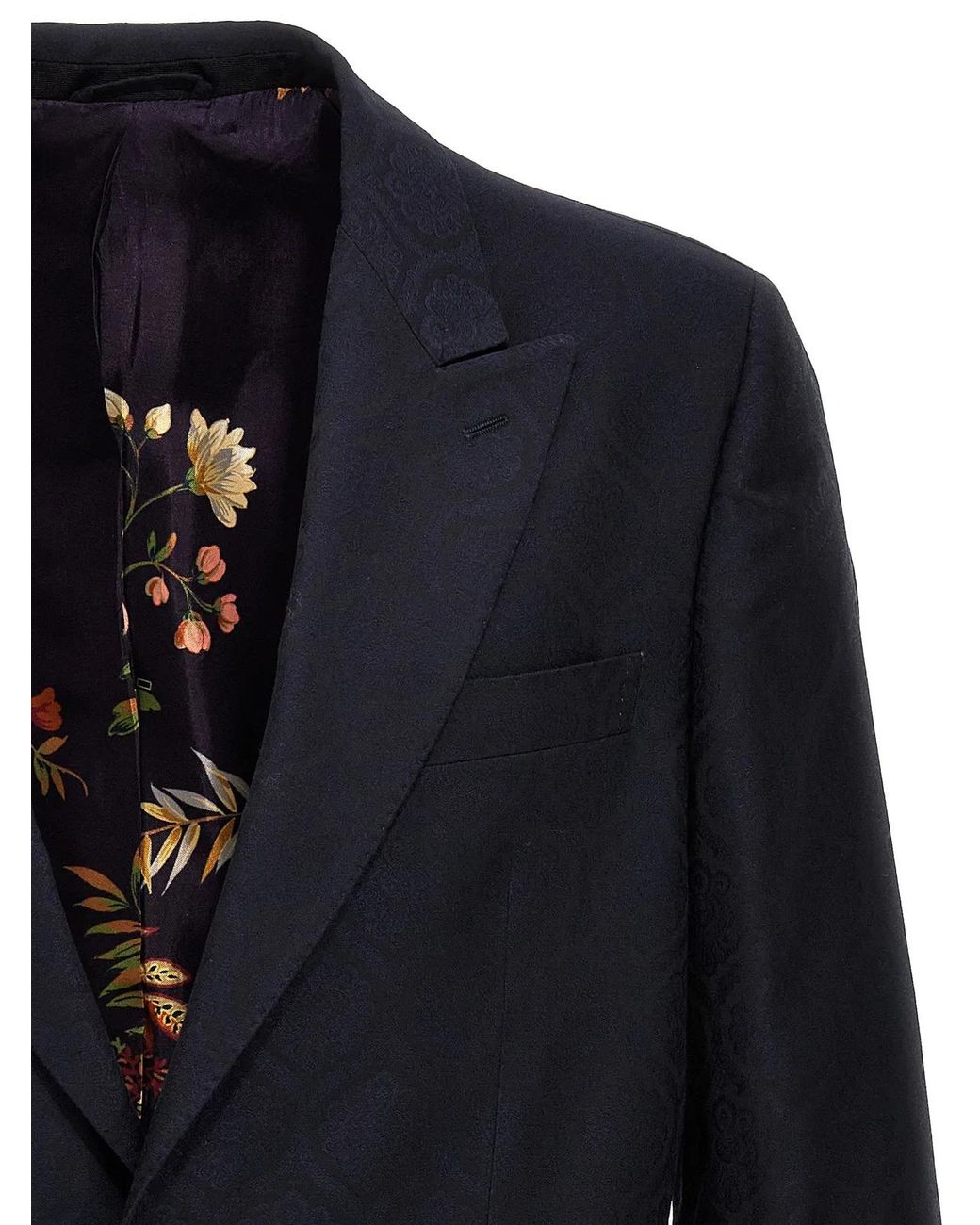 Etro Blue Wool And Cotton Jacquard Jacket for men