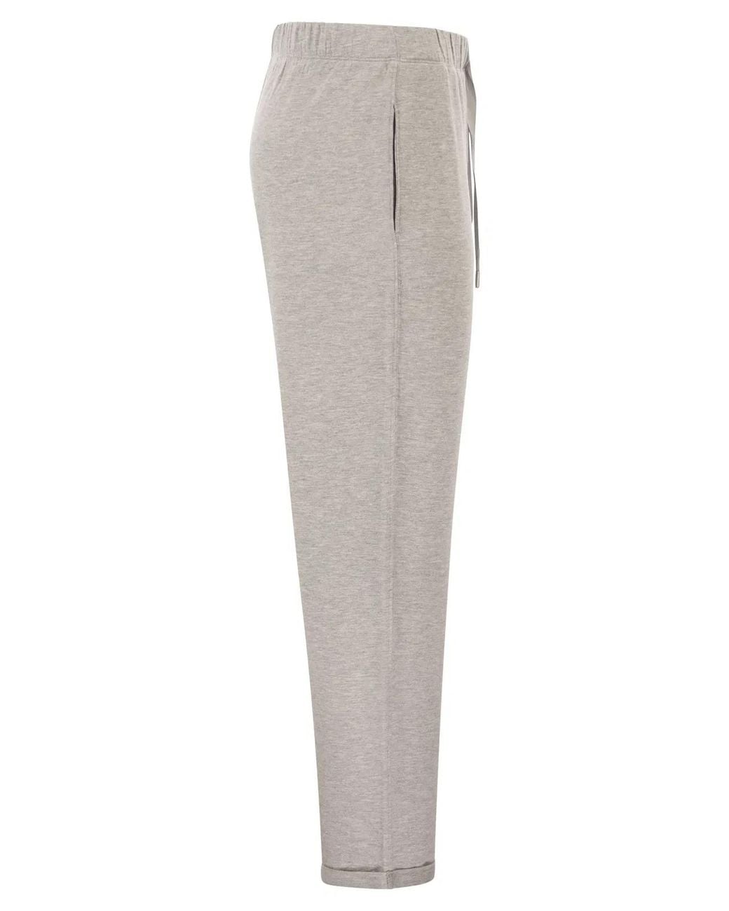 Majestic Gray Stretch Viscose Jogger Trousers With Drawstring Waist