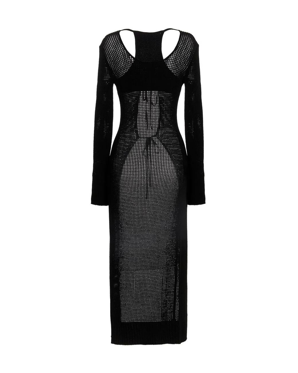 ANDREADAMO Black Openwork Long Cardigan