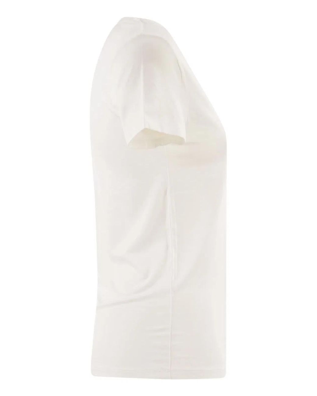 Majestic White Stretch Viscose T-Shirt With V-Neck