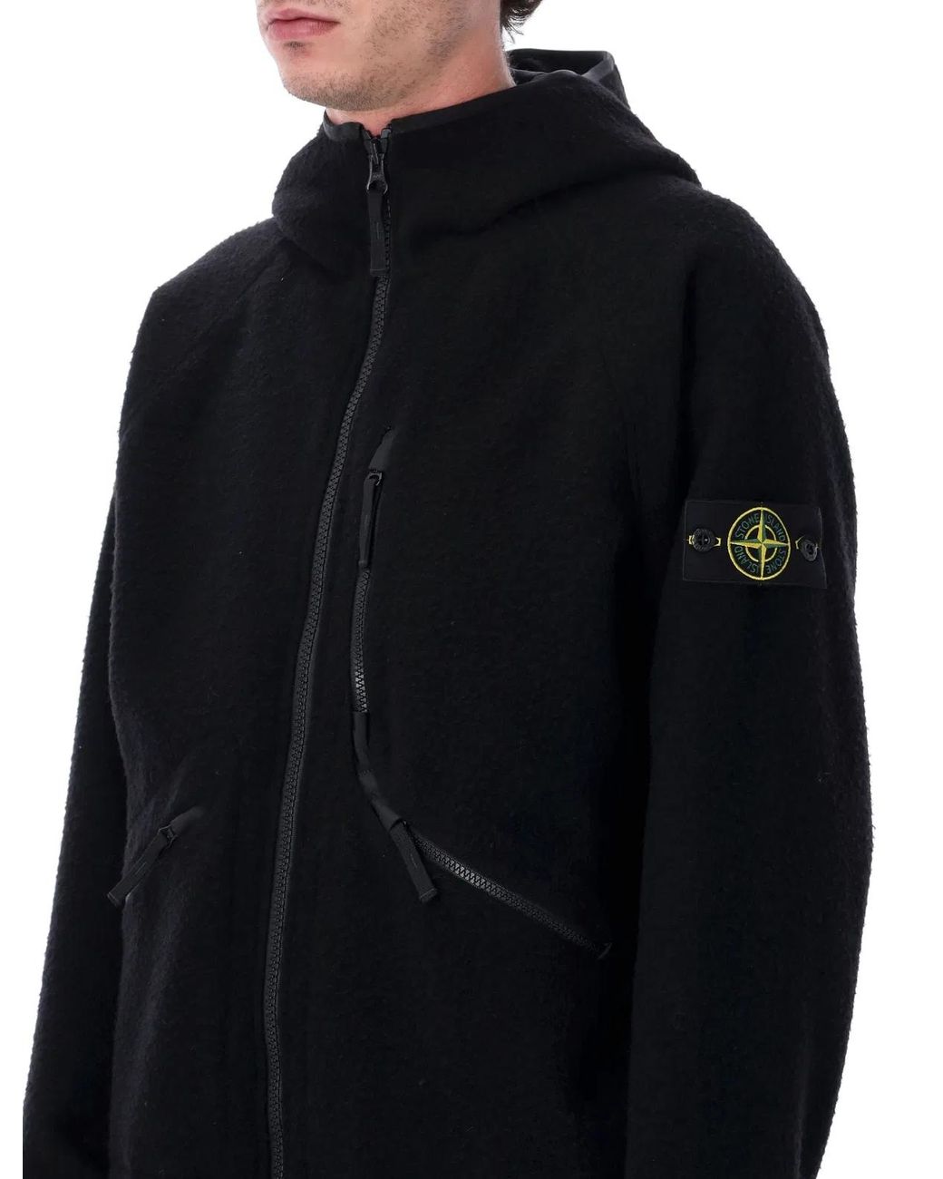Stone Island Blue Hooded Jacket for men