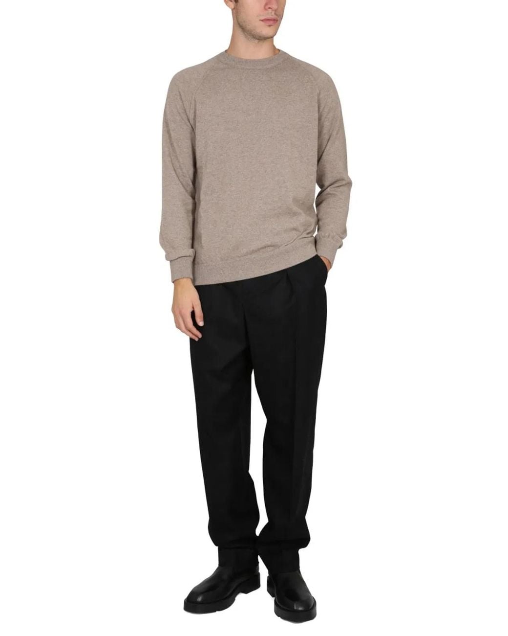Drumohr Gray Crossneck Ribbed Collar Jersey for men