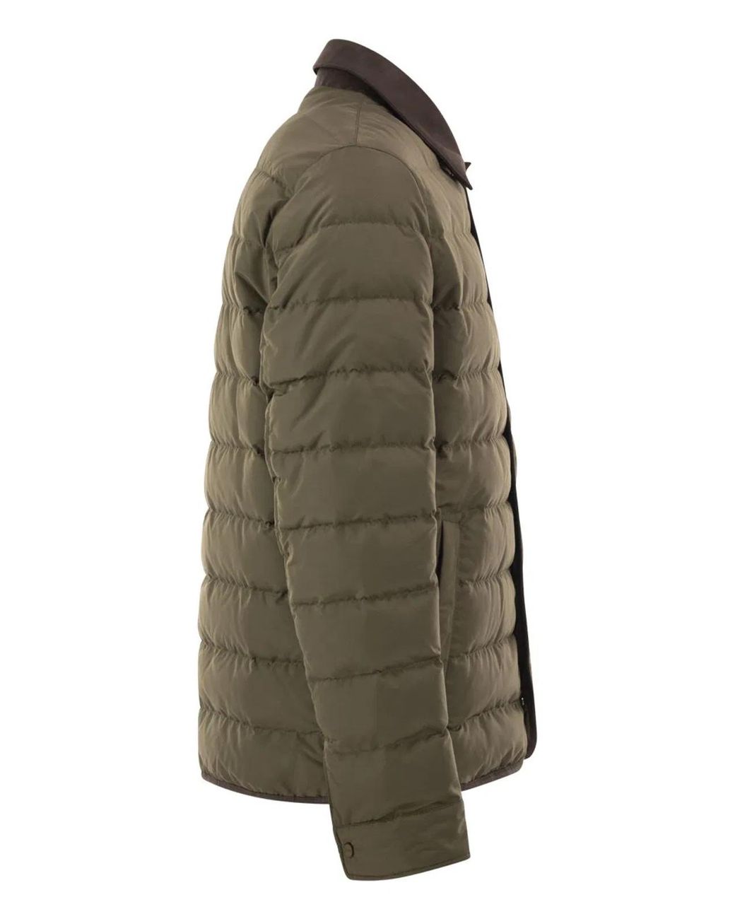 Herno Green Quilted Down Jacket With Shirt Collar for men