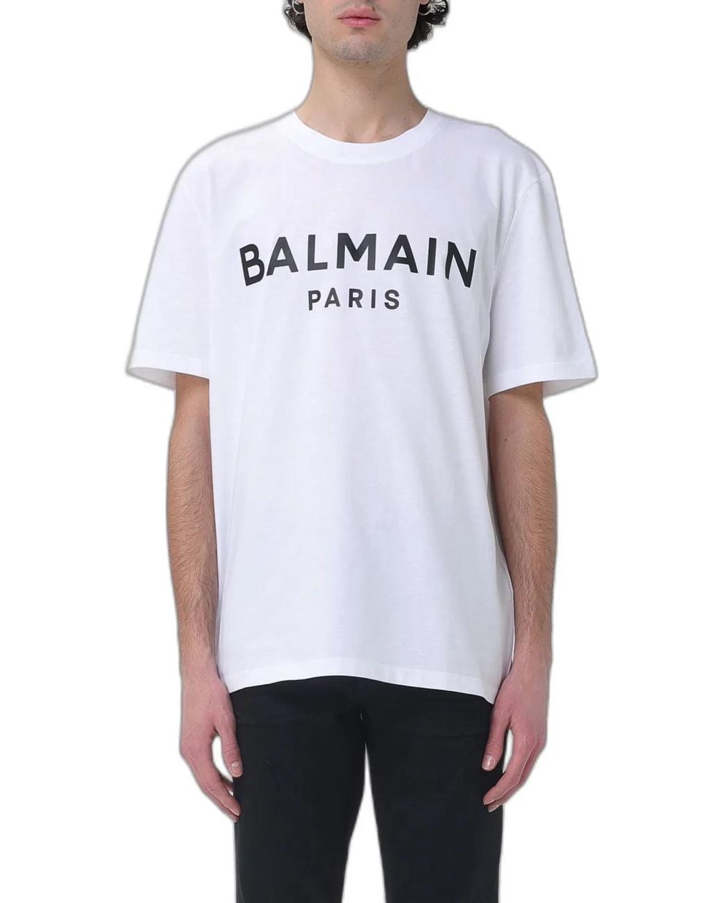 Balmain White Cotton T-Shirts Loose Sleeve