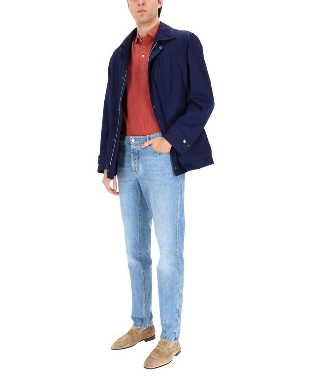 Brunello Cucinelli Blue Wool Canvas Jacket for men