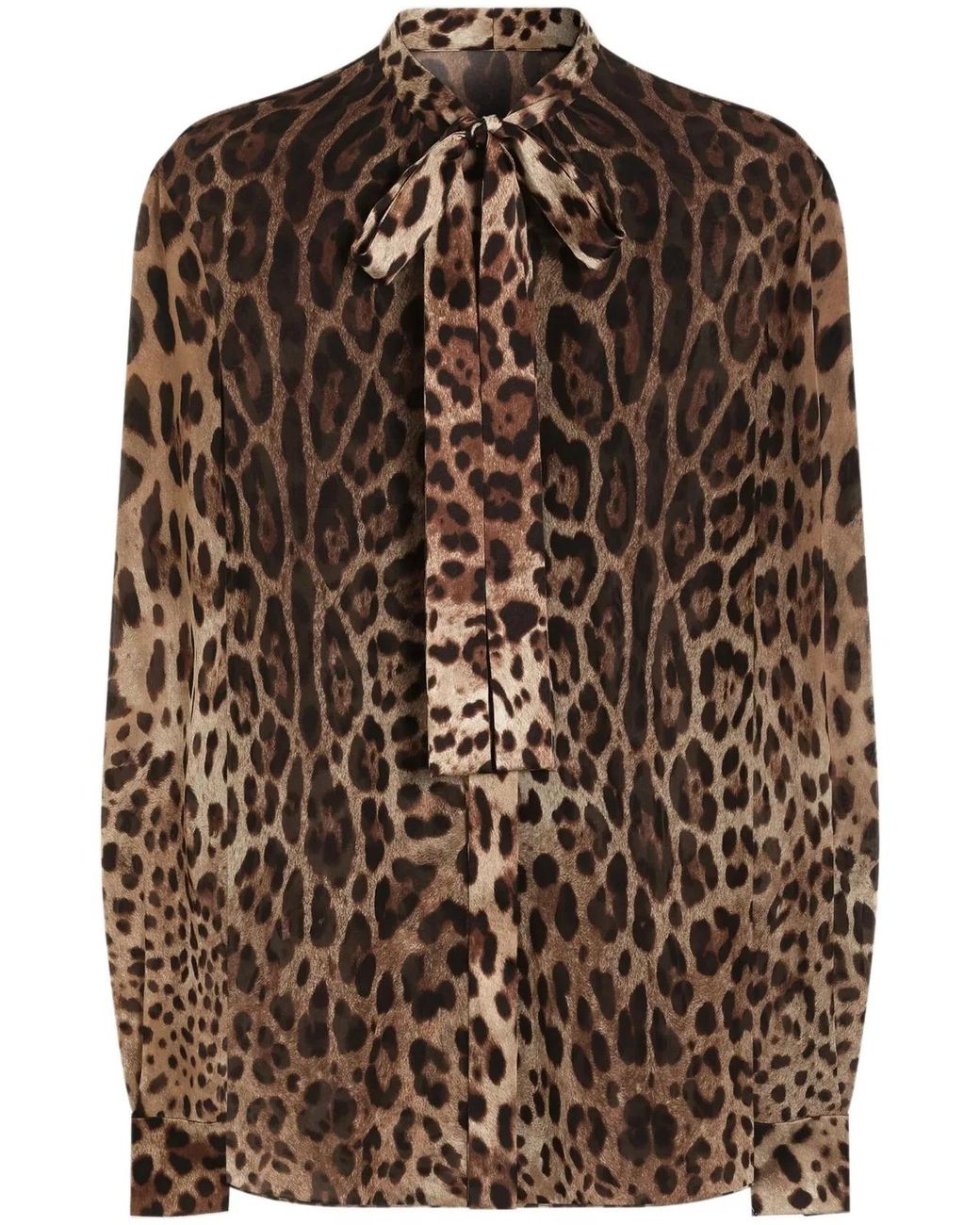 Dolce & Gabbana Brown Dolce & Gabbana Leopardprint Silk Georgette Shirt