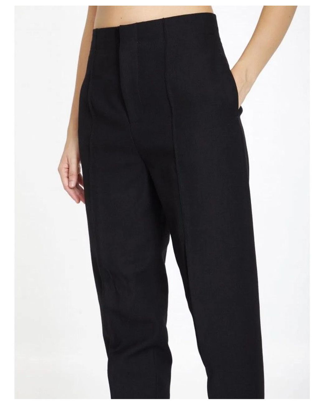 Bottega Veneta Black High-Rise Cotton Trousers