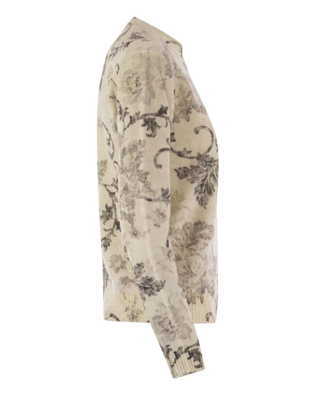 Herno Natural Wool Jumper With Floral Pattern