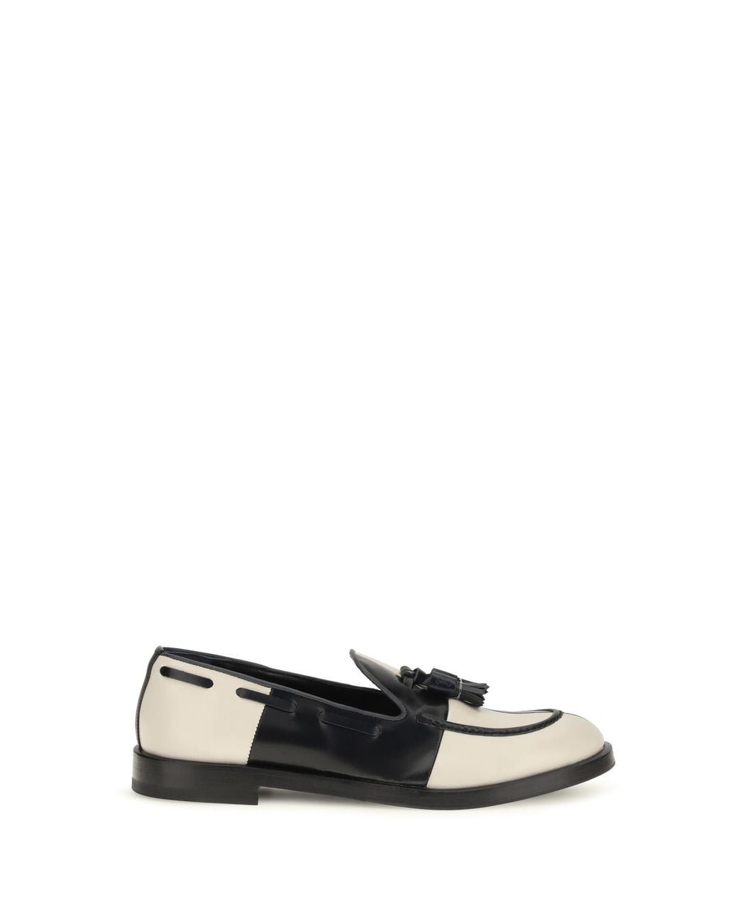 Fratelli Rossetti White Brera Damier Bicolor Leather Loafers