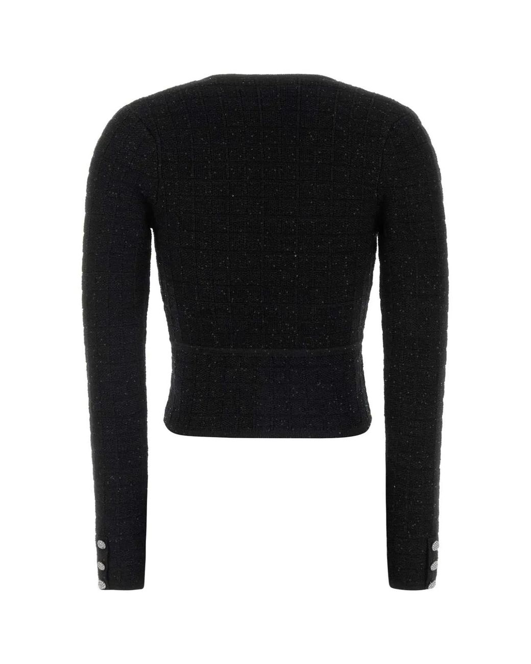 Alessandra Rich Black Boucle Cardigan
