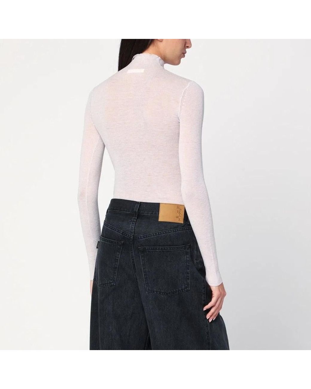 6397 White Ivory Semi-Sheer Turtleneck