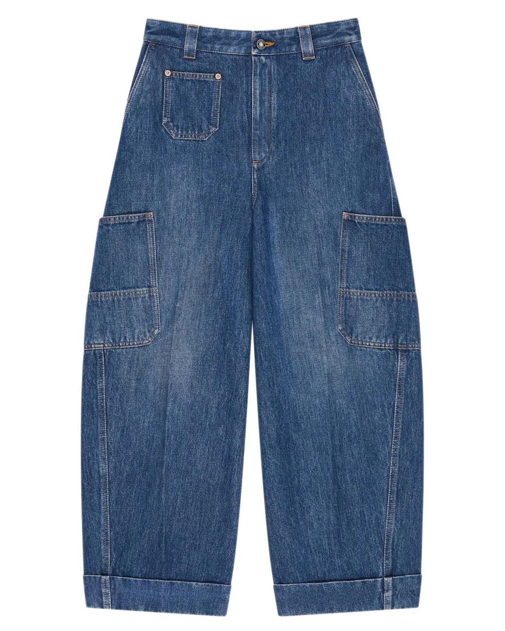 Givenchy Blue Medium Cropped Cocoon Cargo Jeans